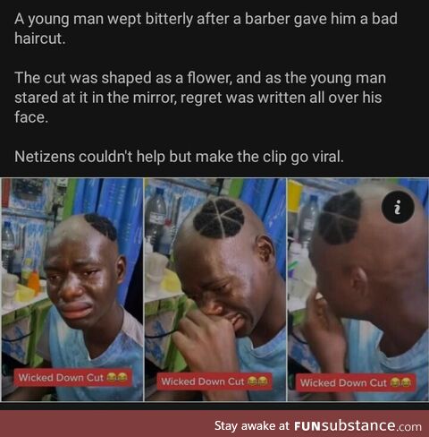 Dude wanted a flower haircut but got a pie chart