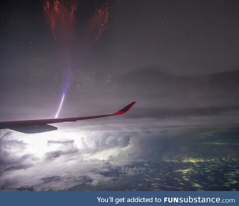 "Gigantic Jet Lightning over India" photographed by Hung-Hsi Chang