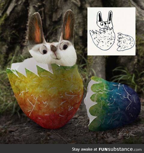 I photoshopped my daughter's drawing of a bunny