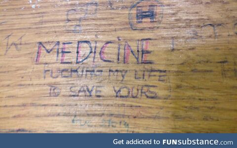 My sister just started med school and she found this on her table
