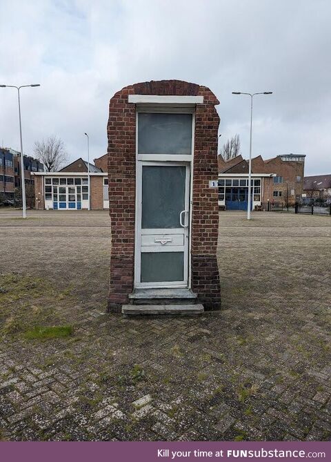 Suggestive artwork in front of a homeless shelter in the Netherlands
