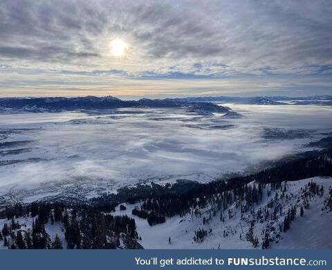 This morning in the Wyoming Grand Teton mountain range, overlooking Teton Village and