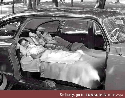 The 1949 Nash Airflyte was designed with seats that reclined into convertible beds