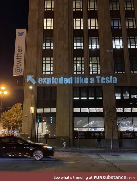 Projection on Twitter HQ in San Francisco