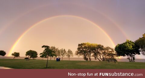 [OC] Double rainbow over Lake Ontraio near Toronto