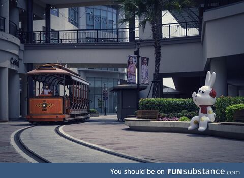 Waiting for the tram. Taken in Taiwan