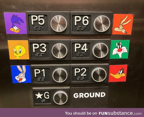 Warner bros parking garage elevator buttons
