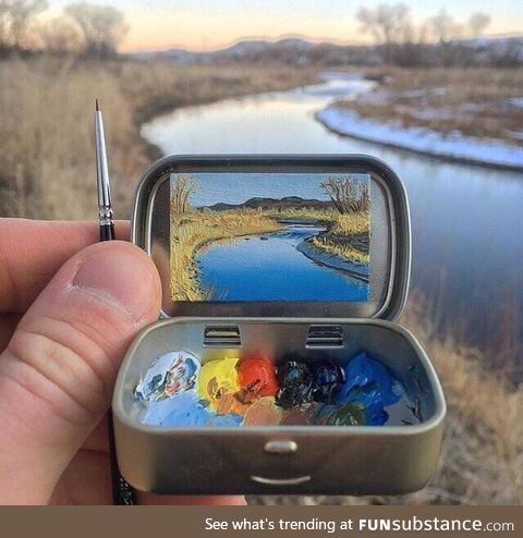 Tiny painting in a mint box