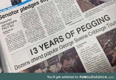 Hometown newspaper made our cribbage tournament sound super sexy
