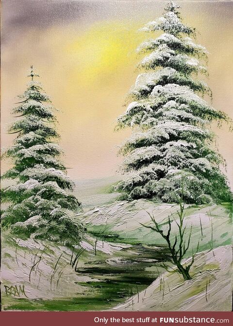 Just a Bob Ross Style painting utilize green snow