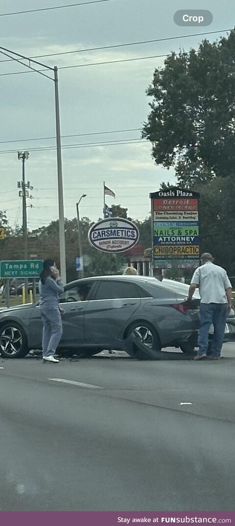This car accident that happened in front of the repair shop, chiropractor, and attorney