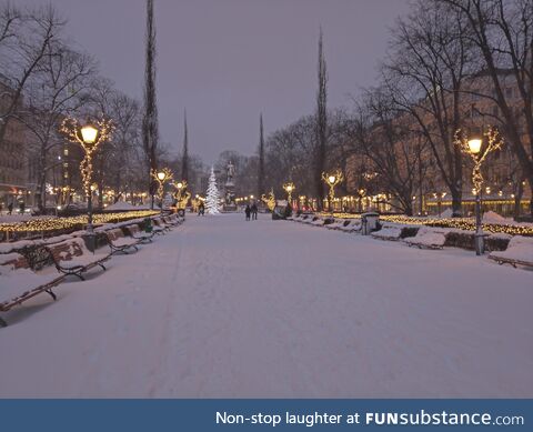 Winter evening in Helsinki, Finland [OC]