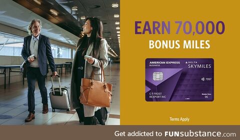 Earn 70,000 Bonus miles with the Delta SkyMiles Reserve Business Card. Terms Apply