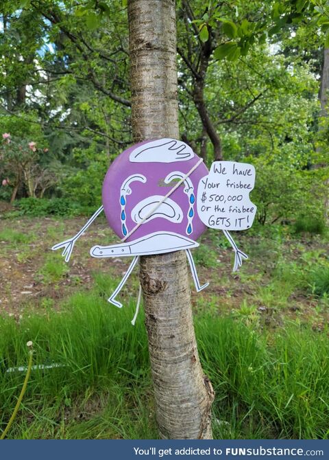 We found a lost disc golf frisbee while playing which had the owners name and number on