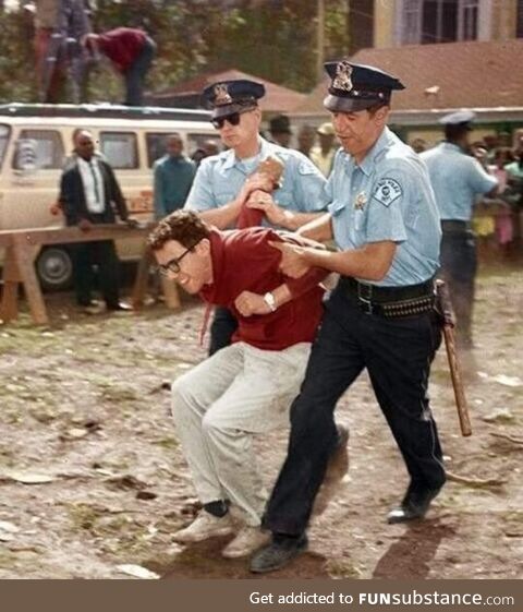Bernie Sanders getting arrested for protesting segregation (circa. 1963)