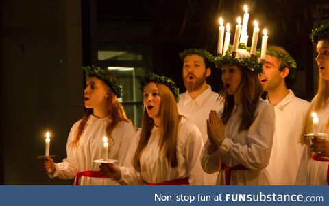 Today we celebrate Saint Lucy in Sweden, where one girl gets to be her and wear a candle