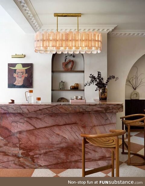 This granite kitchen island looks like a pile of beef