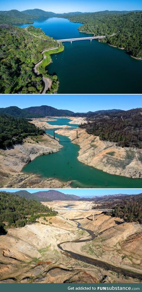 Lake Oroville - 3 years, April 2021 and last week