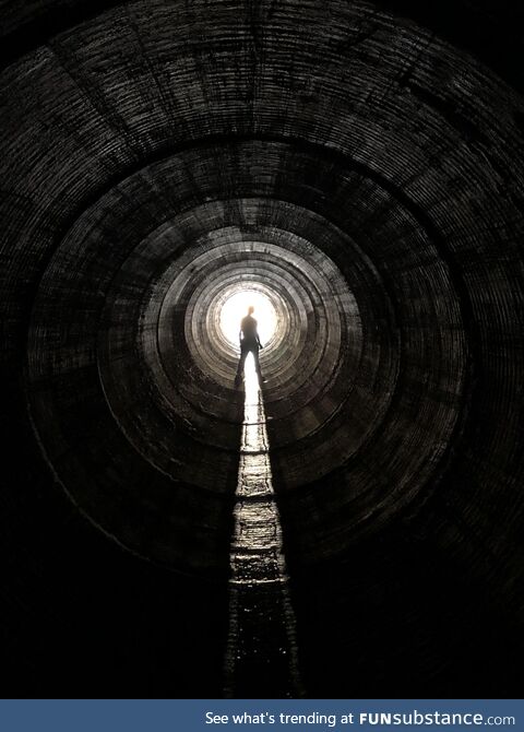 [OC] My brother at the end of a drainage pipe