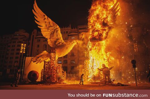Last night of Las Fallas in Valencia (Spain)