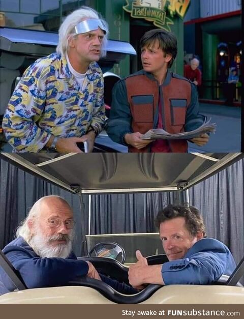 Christopher Lloyd and Michael J. Fox 36 jears after the premiere of the first BTTF movie