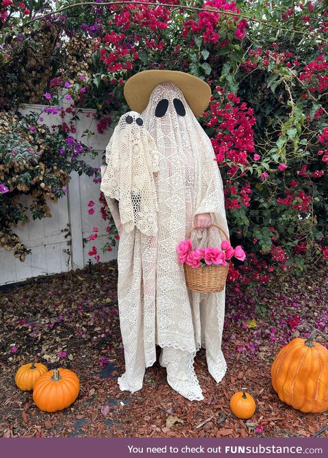 My cat and me as cottagecore ghosts