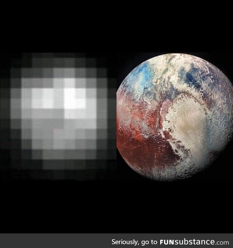 Two photos of Pluto, 25 years apart
