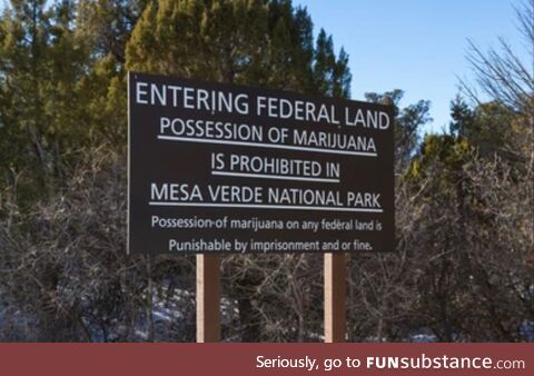 A “Marijuana Prohibited” Sign Outside Mesa Verde National Park in Colorado
