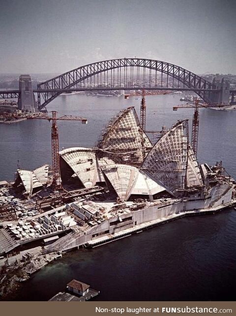 Sydney Opera house being built 1973