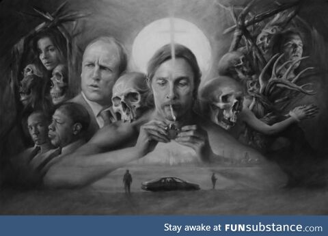 A drawing in chalk and charcoal I made of "True Detective". Hope you guys like! :)