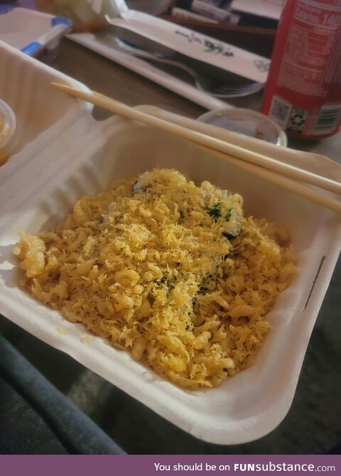 I asked for extra tempura crunch on my sushi and they delivered