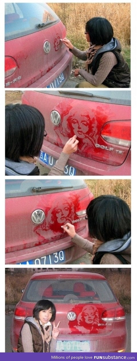 Marilyn Monroe in car dust