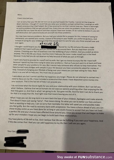 [OC] A letter I sent my mother today. Sometimes you have to cut toxic out of your life