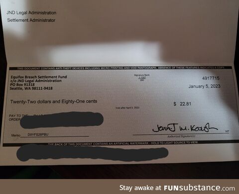 Thanks Equifax for showing me my worth. My identity is worth $22.81