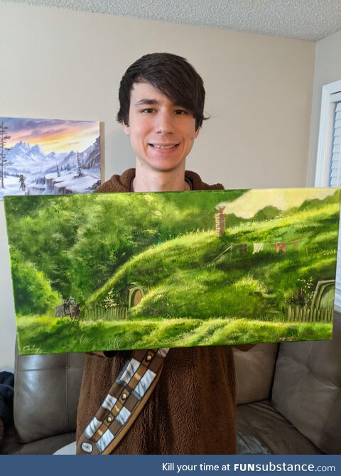 This is my oil painting "The Shire" hope you guys like it! ????