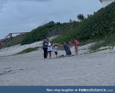 Kids dad was burying pirate treasure for him to find. He starts cancer treatment on