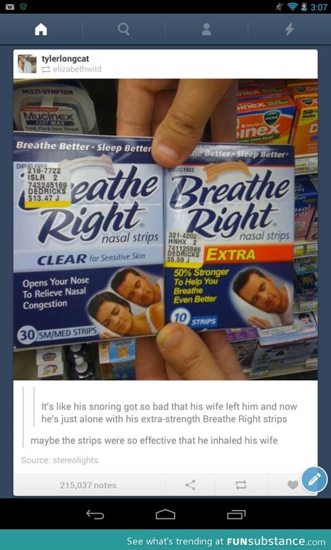 Inhaled his wife