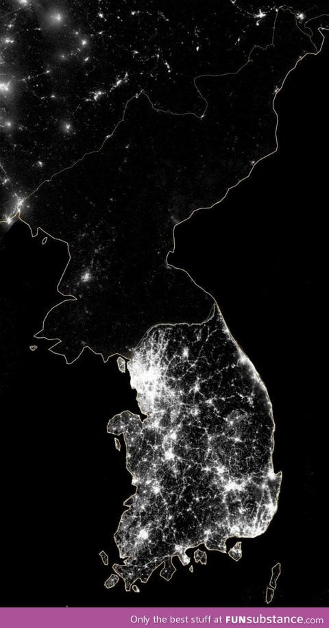 North vs South Korea at night