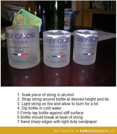 Cutting bottles with a string