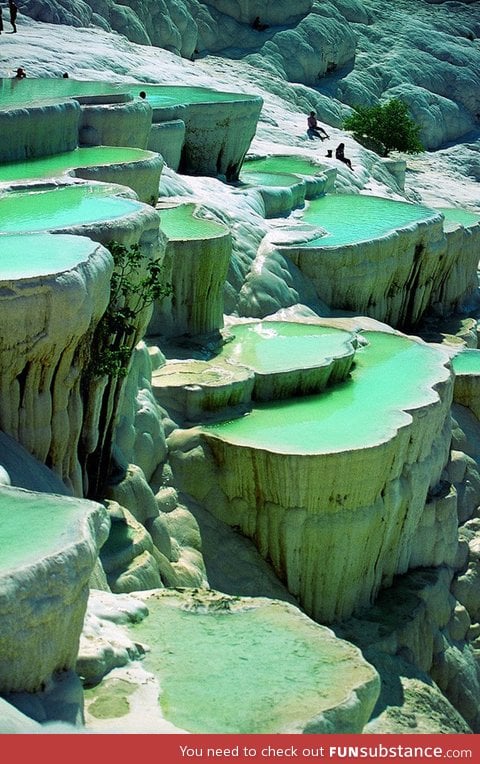 Natural rock pools in pamukkale, turkey