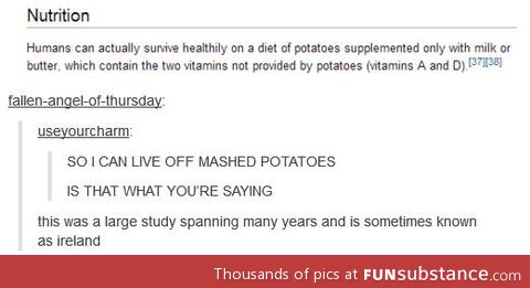 Surviving on potatoes
